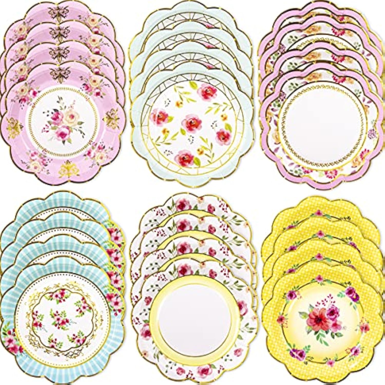 Floral Paper Plates 7.28 Inches Vintage Small Party Plate 24 Ct