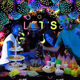 57 Pcs Let Glow Neon Party Supplies Including Glow In The Dark Decorat