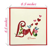 Handcraft Quilling Love Greeting Card For Him, Her, Gift For Husband, Wife, Boyfriend, Girl Friend Or Mom, For Anniversary, Valentine'S Day, Thank You Card, Blank Inside, Includes Envelope.