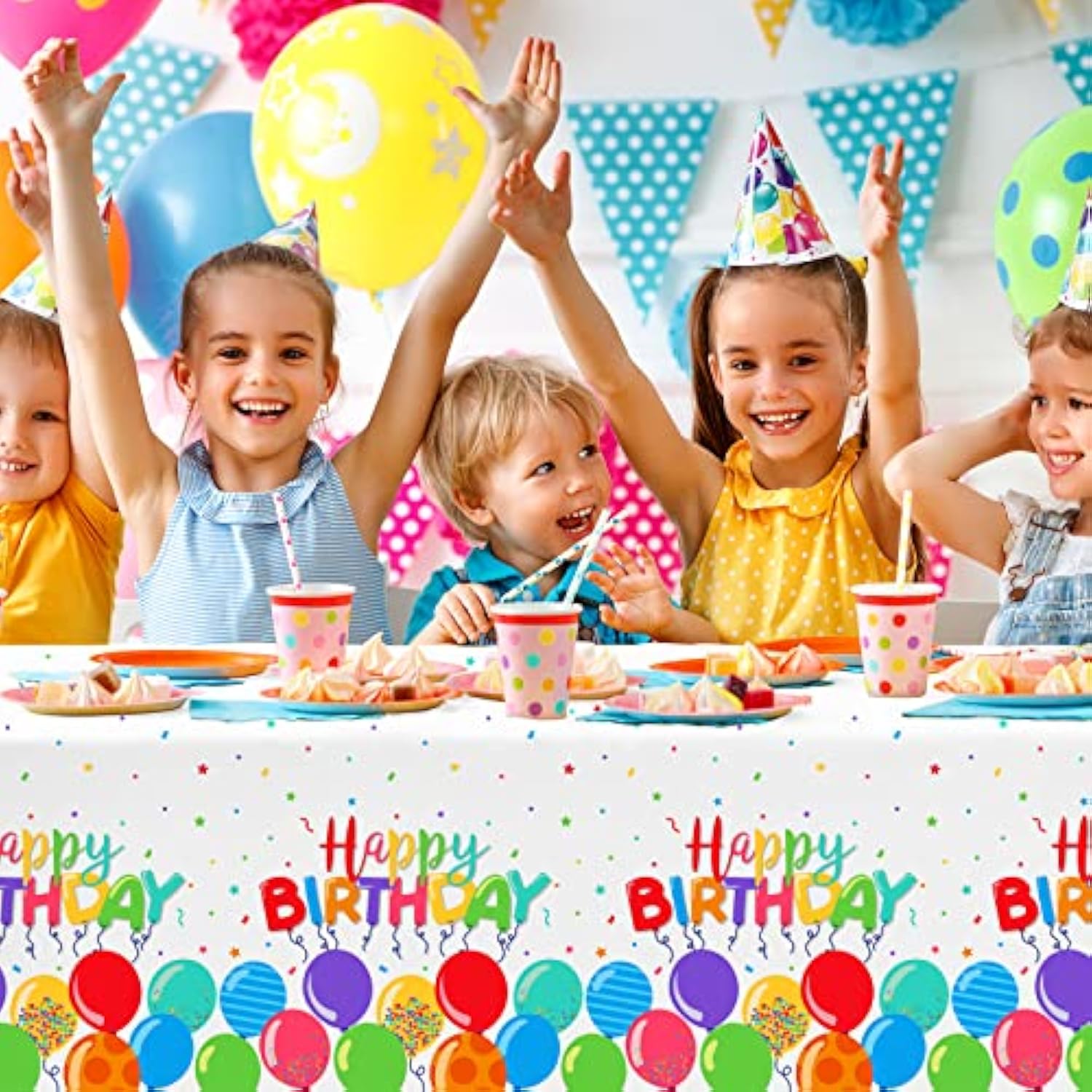 Birthday Disposable Tablecloth, Plastic Table Cover For Kid’S Birthday Party, 54”X108”, 3 Pcs