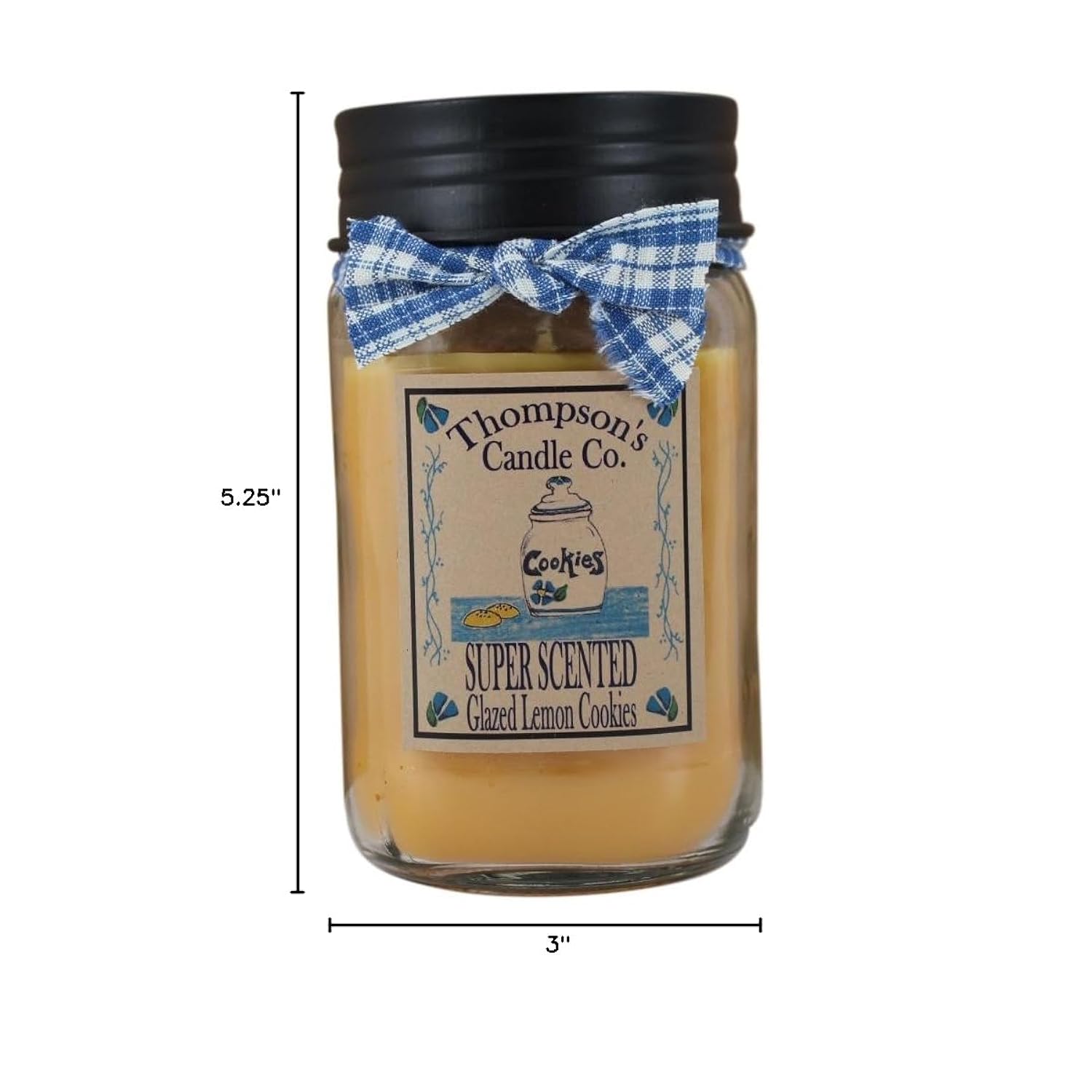 Thompson’S Candle Co Glazed Lemon Cookies Candle, Super-Scented Tangy Lemon And Sugary Glaze Aroma, Long-Burning Hand-Poured Home Fragrance, Made In Usa