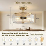 3 Light Gold Semi Flush Mount Ceiling Light Modern Clear Glass Hallway Fixture