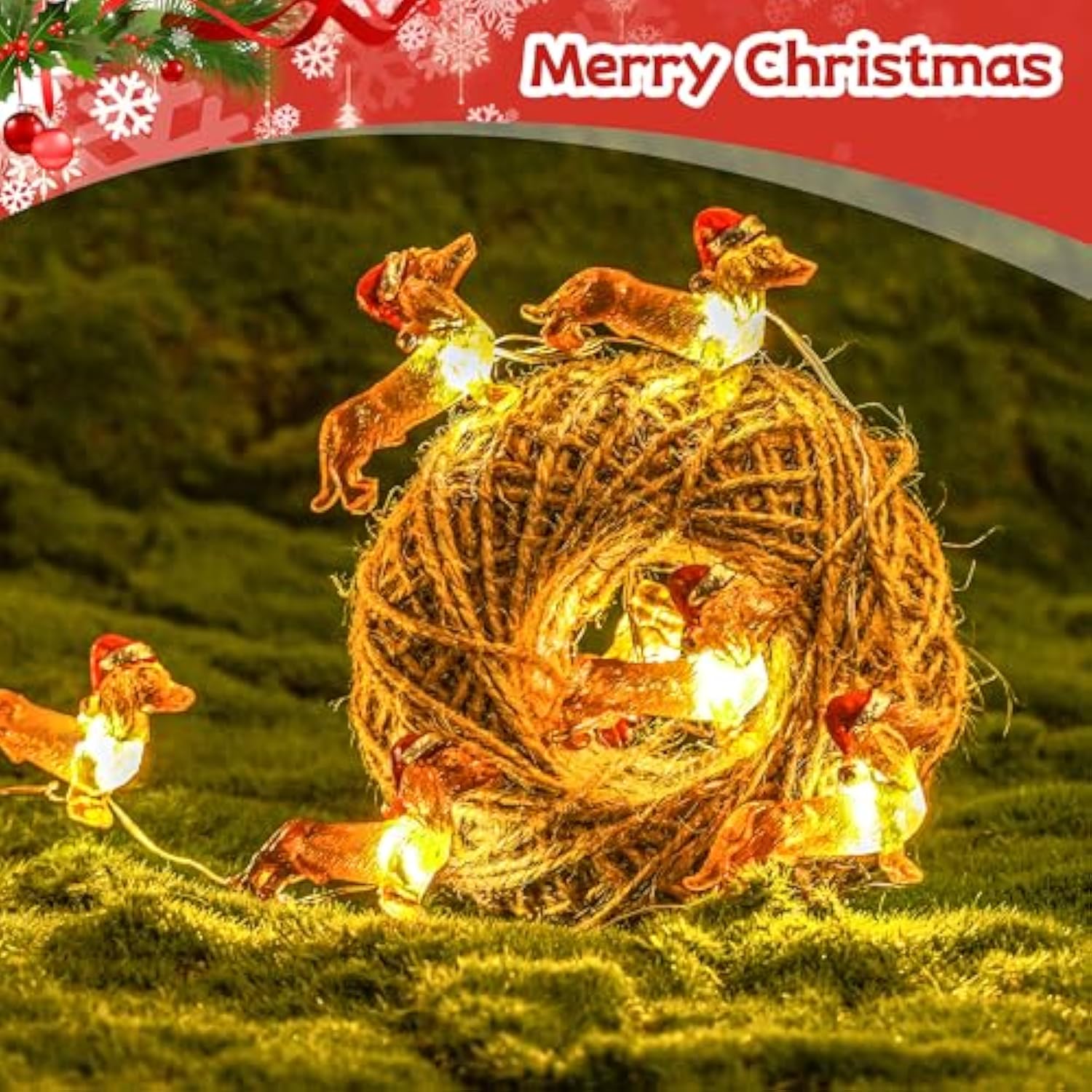 Dachshund Dog String Lights, 10Ft 30 Led Weiner Dog Twinkle Lights, Usb & Battery Operated Dachshund Christmas Lights Wi