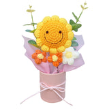 Crochet Flowers In Pot,Crochet Sunflower Bouquet With Paper Vase,Handmade Knitted Bouquet Gift For Teacher'S Day,Mother'S Day Birthday Wedding Grandma Family Coworker