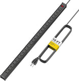 24 Outlet Long Power Strip Heavy Duty Metal 10FT Extension Cord Wall Mount