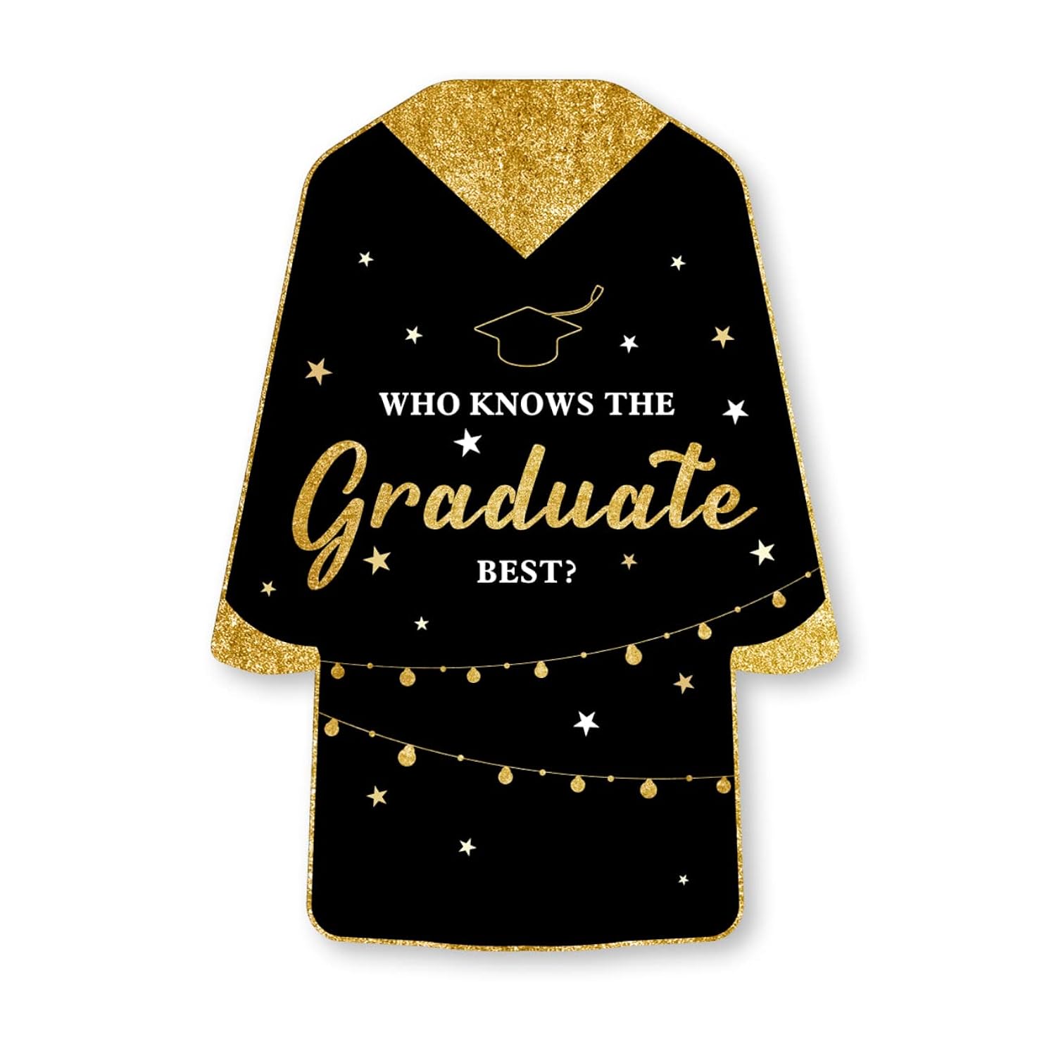 30 Pack Glitter Who Knows Graduate Best Graduation Game Cards, Shaped Graduation Game Cards For Grad Celebration Party