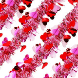 4 Strings Total 26.4 Ft Valentines Tinsel Garlands - Each 6.6 Ft Metallic Fringe Garland With Hearts Hanging Glitter Streamers For Wedding, Engagement, Anniversaries, Romantic Love Decorations