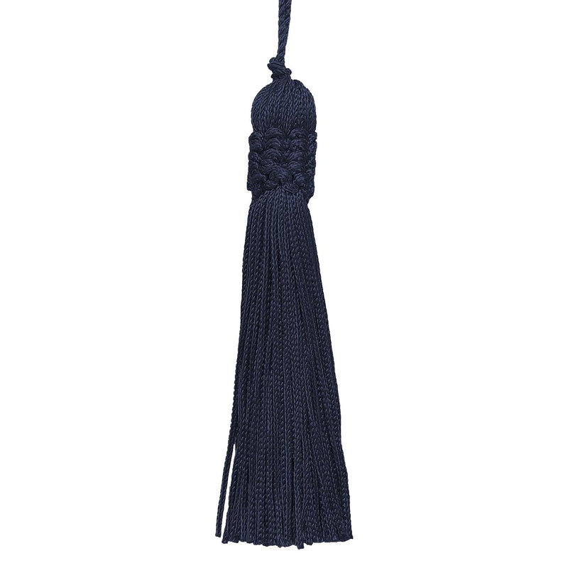 Set Of 10 Navy Blue Crown Head Chainette Tassel, 4 Inch Long With 2 Inch Loop,