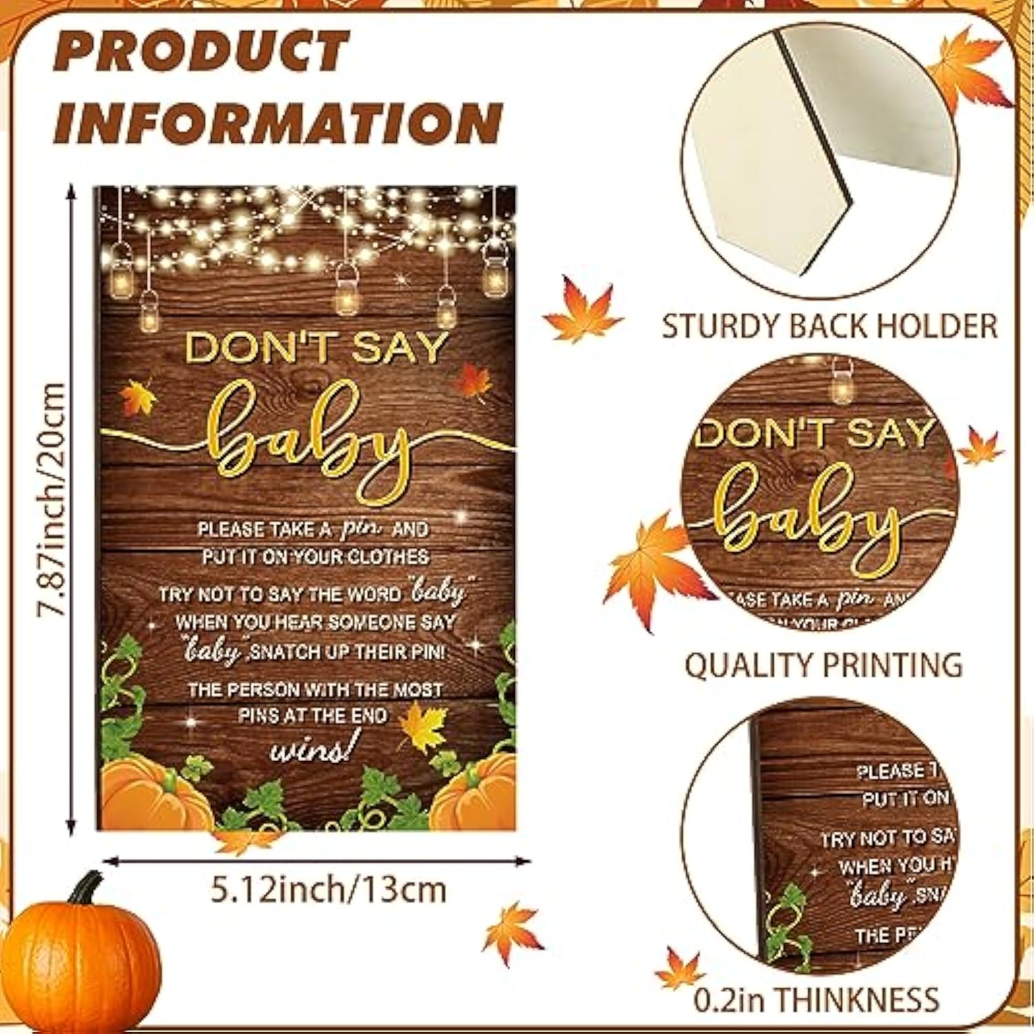 321 Pcs Fall Thanksgiving Baby Shower Game Supplies Rustic Fall Baby Shower Bingo, Guess Who Mommy Or Daddy Friendsgiving Little Pumpkin Is On The Way Photo Booth Photography
