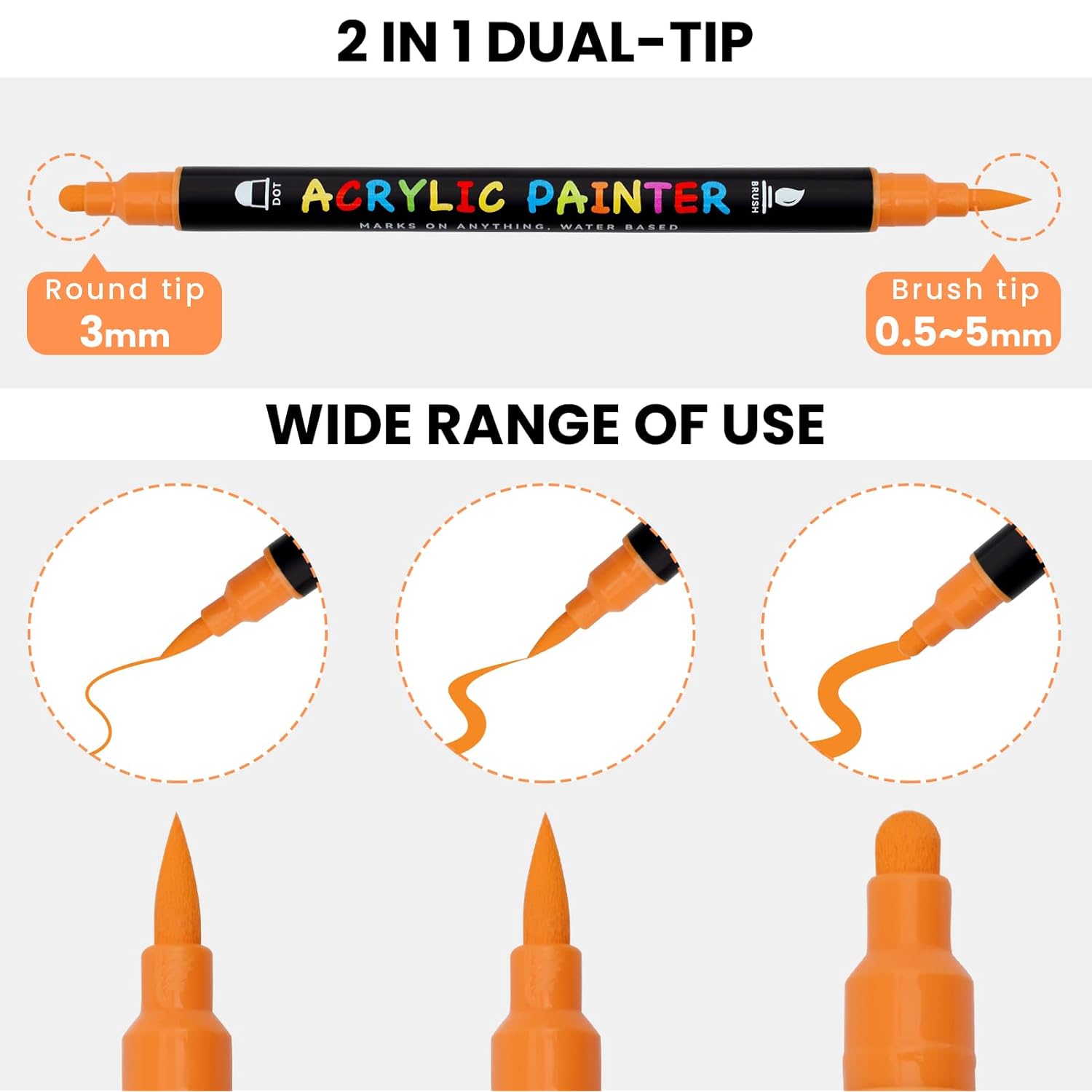 Acrylic Paint Pens - 42 Colors, Dual Tip Pens With Medium And Brush Tips For Rock Painting, Wood, Ceramic, Fabric, Canvas, Easter Eggs, Pumpkin Kits, Diy Crafts
