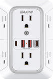Surge Protector Outlet Extender 6 Outlets 4 USB Ports USB C PD 20W 1050J
