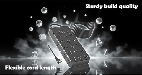Heavy Duty Surge Protector Power Strip 25 AC Outlets 6 USB Ports 4000 Joules 6.5Ft Cord