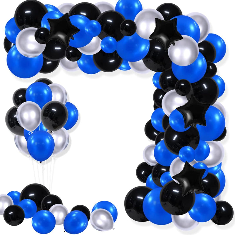 Royal Blue Black Silver Balloon Garland Arch Kit - 121Pcs Royal Blue A