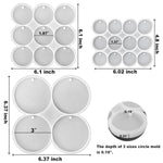 Set Of 3 Sizes Flat Circle Silicone Molds With Hole, Drilled Round Earrings, Pendant, Keychain, Pet Tag, White