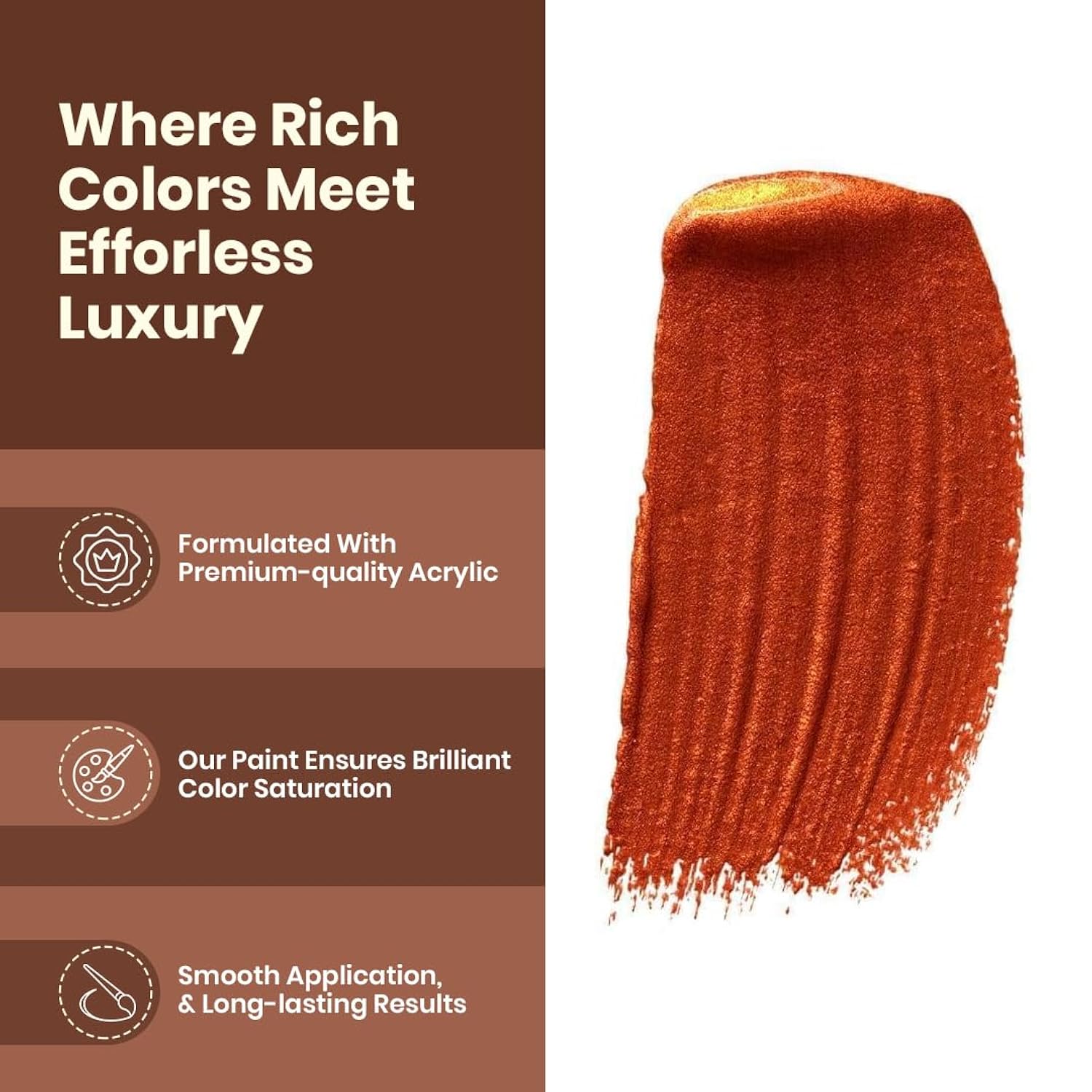 Acrylic Venezia Metallic Colour Copper | 50 Ml | Extra Sheen | Non Fading | Indoor/Outdoor | Non Toxic | Multi-Surface | Pro Artist, Hobby Painters & Kid | Made In India