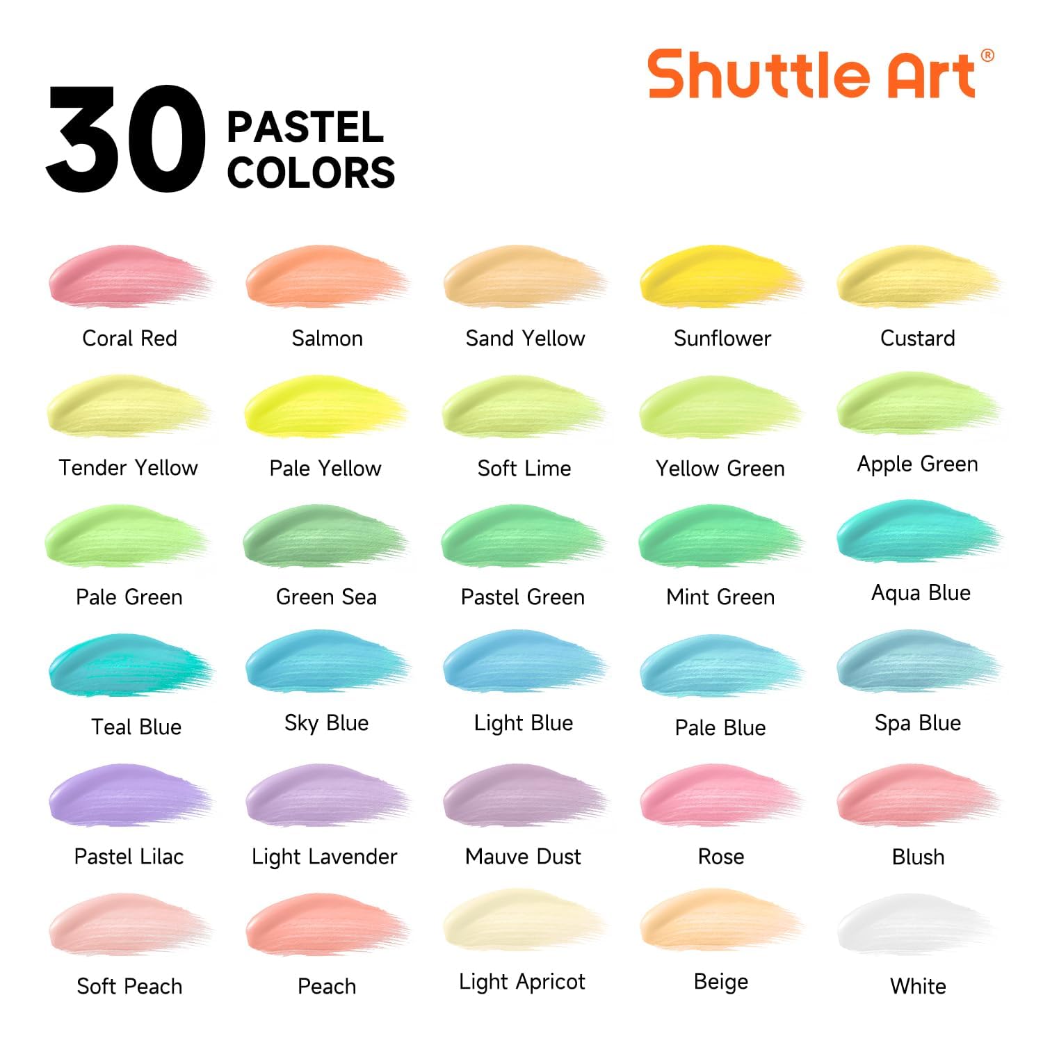 40 Pack Pastel Acrylic Paint Set, 30 Colors, 60Ml/2Oz Bottles, High Viscosity, Water-Proof With 10 Paint Brushes For Painting &Crafting On Canvas, Rock, Ceramic, Fabric, Clay