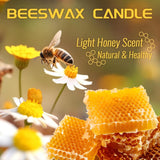 Beeswax Jar Candle In Glass Container, Natural Organic Candle Smokeless Clean Burn | 36 Hours Burning Time, Yellow