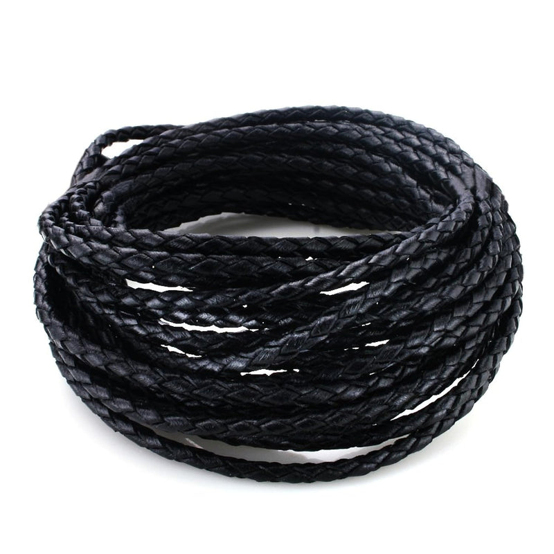 3.0Mm Round Folded Bolo Genuine Braided Leather Cords For Bracelet Necklace Je