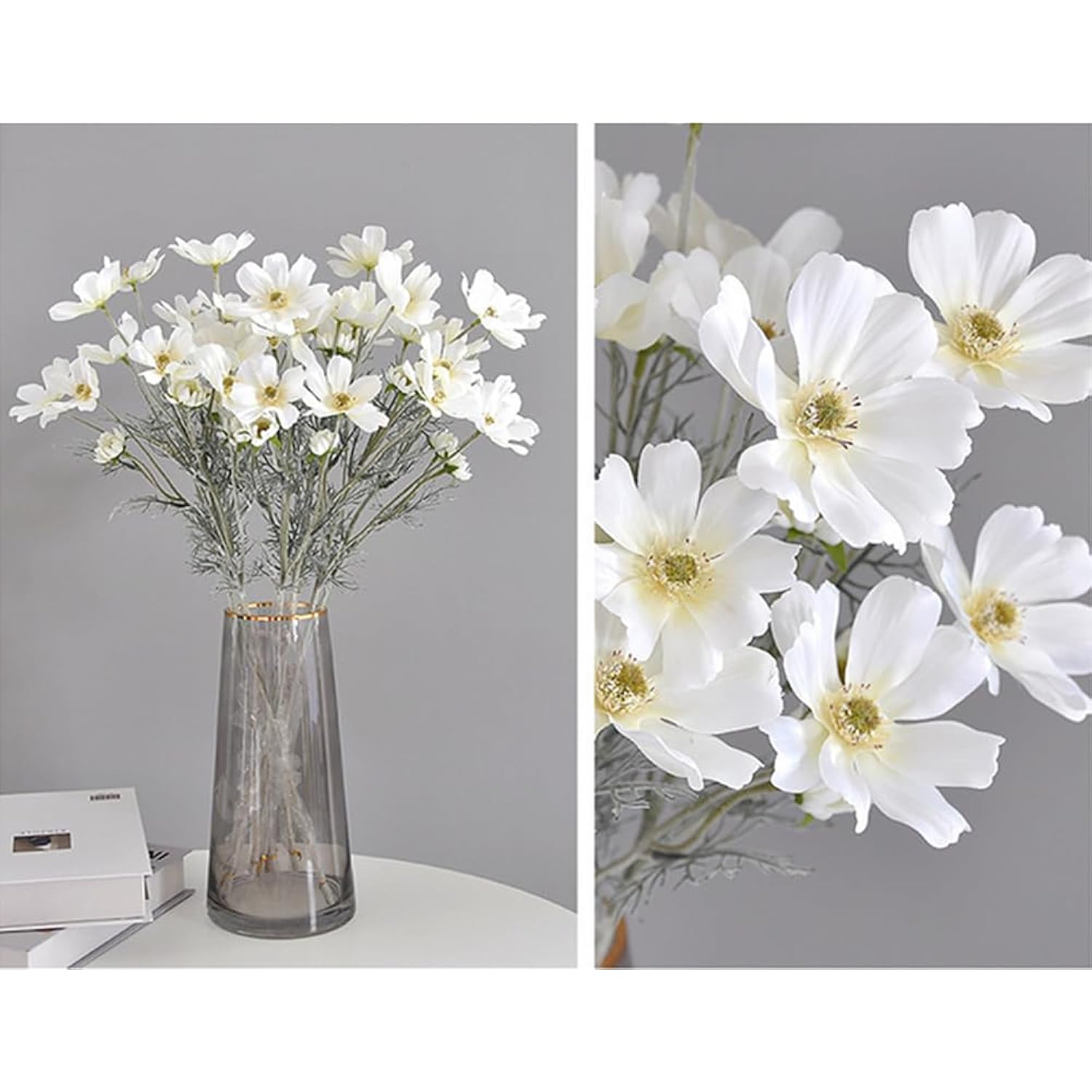 4 Pcs Artificial Wild Flower Fake Cosmos Silk Flower For Wedding Table Centerpieces Home Kitchen Garden Decor 23.6'' High (White)