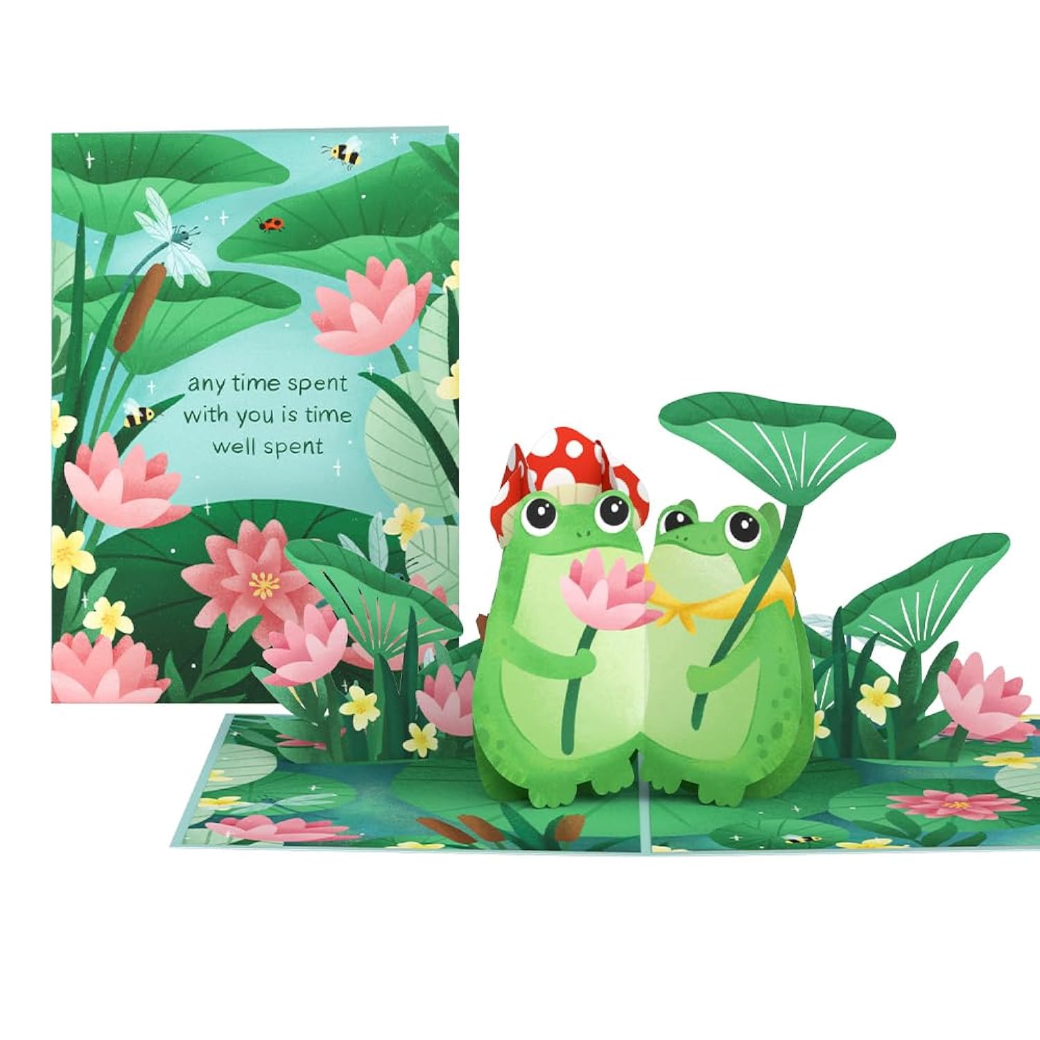 Love Pop-Up Card For Her And Him - 3D Greeting Cards For Boys, Girls, Men, Women - Time Well Spent Frogs - 5" X 7" Card - Blank Notecard & Envelope Included
