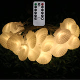 Remote Shell String Lights, 10 Ft Shell Shapped Light With 20 Leds, Battery Powered Sea Shell String Lights For Christma
