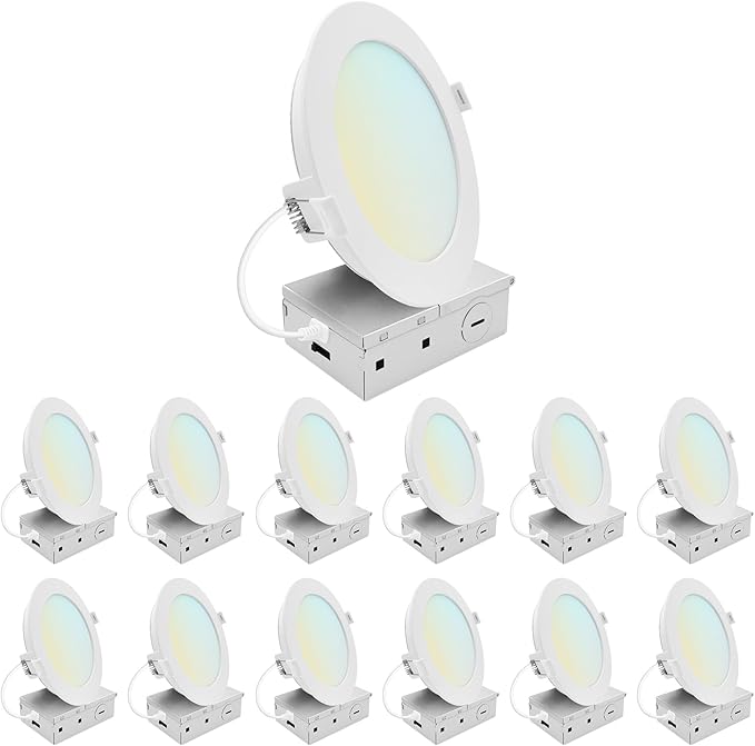 12 Pack 6 Inch LED Recessed Lights 1400LM 5CCT Dimmable Ceiling Downlights