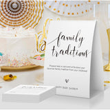 Family Traditions Sign And Card(1 Sign+30 Cards), Baby Shower Game 30 Guests, Baby Shower Activities, Family Tradition Cards For Baby Shower, Baby Shower Advice, Minimalist Baby Shower Decor -Famltr02