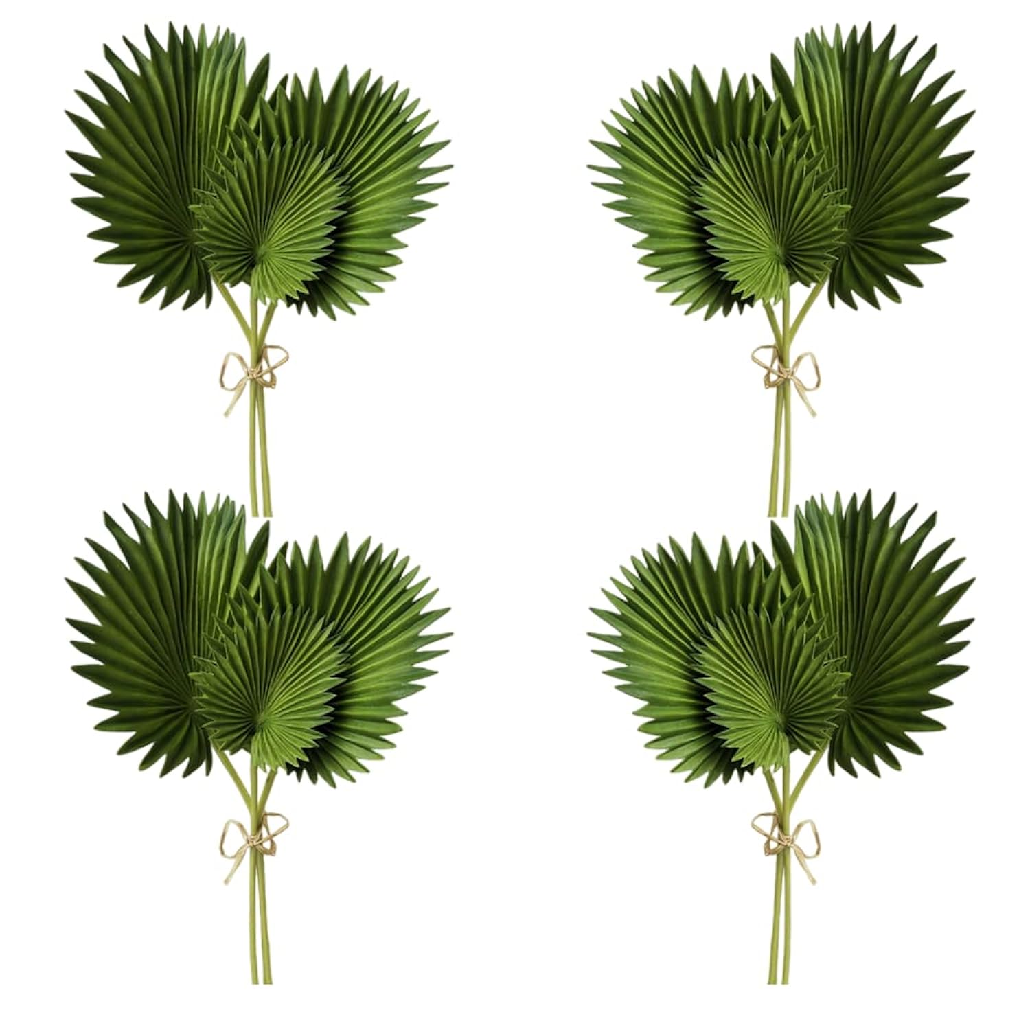 4 Bundles Artificial Palm Leaves Plants Single Stem Fan Leaf Plant Tropical Palm Green Leaves Plant Fake Palm Plants Stems Leaf For Home Garden Hawaiian Party Jungle Party Decoration