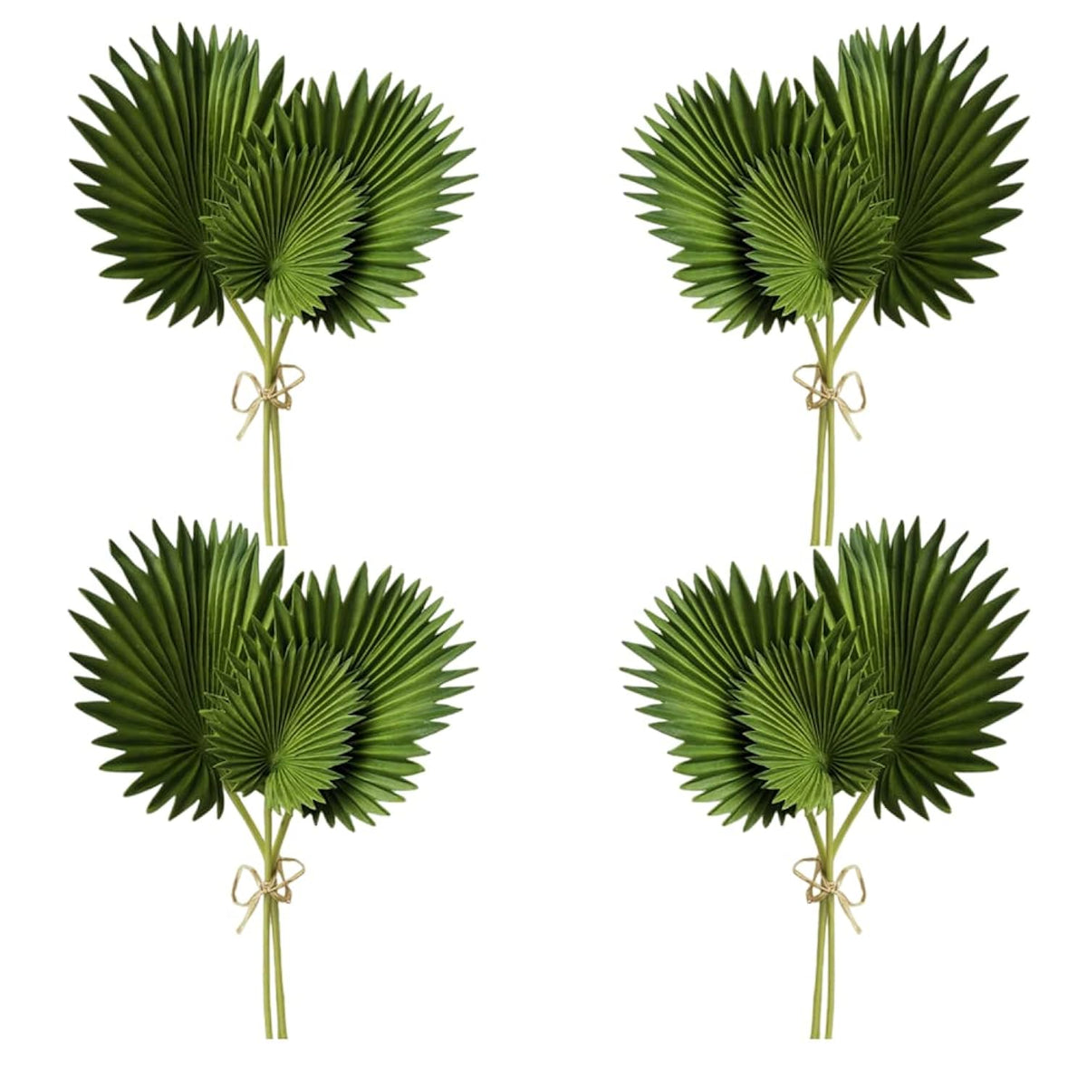 4 Bundles Artificial Palm Leaves Plants Single Stem Fan Leaf Plant Tropical Palm Green Leaves Plant Fake Palm Plants Stems Leaf For Home Garden Hawaiian Party Jungle Party Decoration