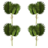 4 Bundles Artificial Palm Leaves Plants Single Stem Fan Leaf Plant Tropical Palm Green Leaves Plant Fake Palm Plants Stems Leaf For Home Garden Hawaiian Party Jungle Party Decoration