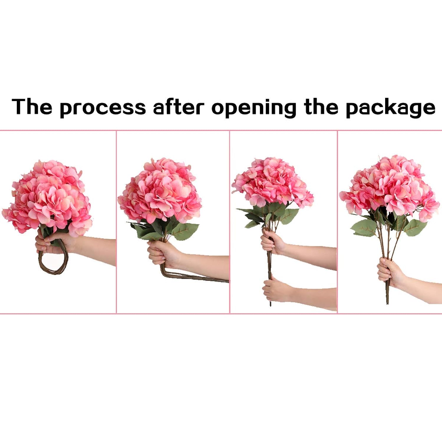 Artificial Flowers Silk Hydrangea Arrangements 1Bouquet With 5 Big Heads Fake Flower Bunch For Women Bedroom Wedding Cabin Decor Diy(Light Blue)