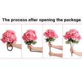 Artificial Flowers Silk Hydrangea Arrangements 1Bouquet With 5 Big Heads Fake Flower Bunch For Women Bedroom Wedding Cabin Decor Diy(Light Blue)