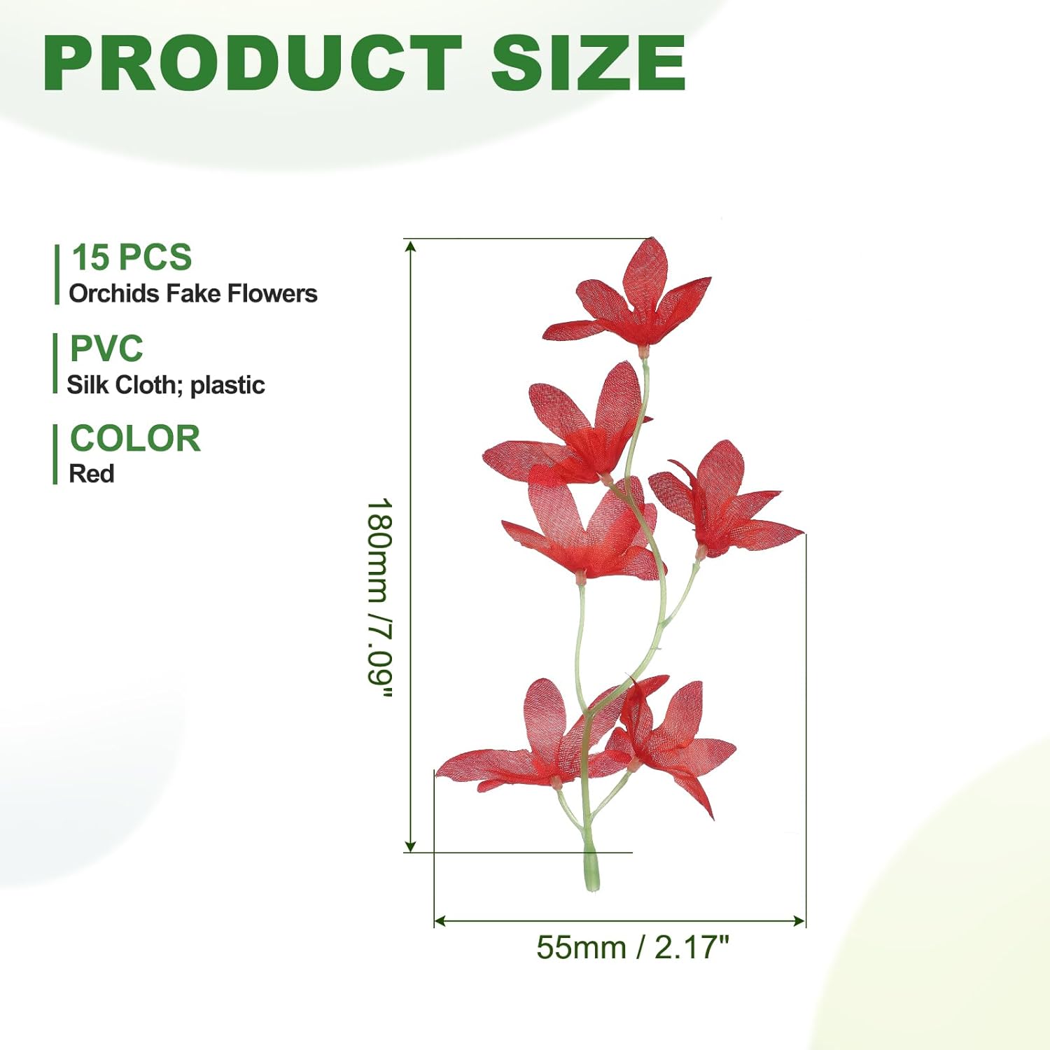 Orchids Fake Flowers, 15 Pcs Artificial Flower Arrangement Hairpin Headdress Wreath For Floating Candles Vase Home Wedding Centerpiece Decorations, Red