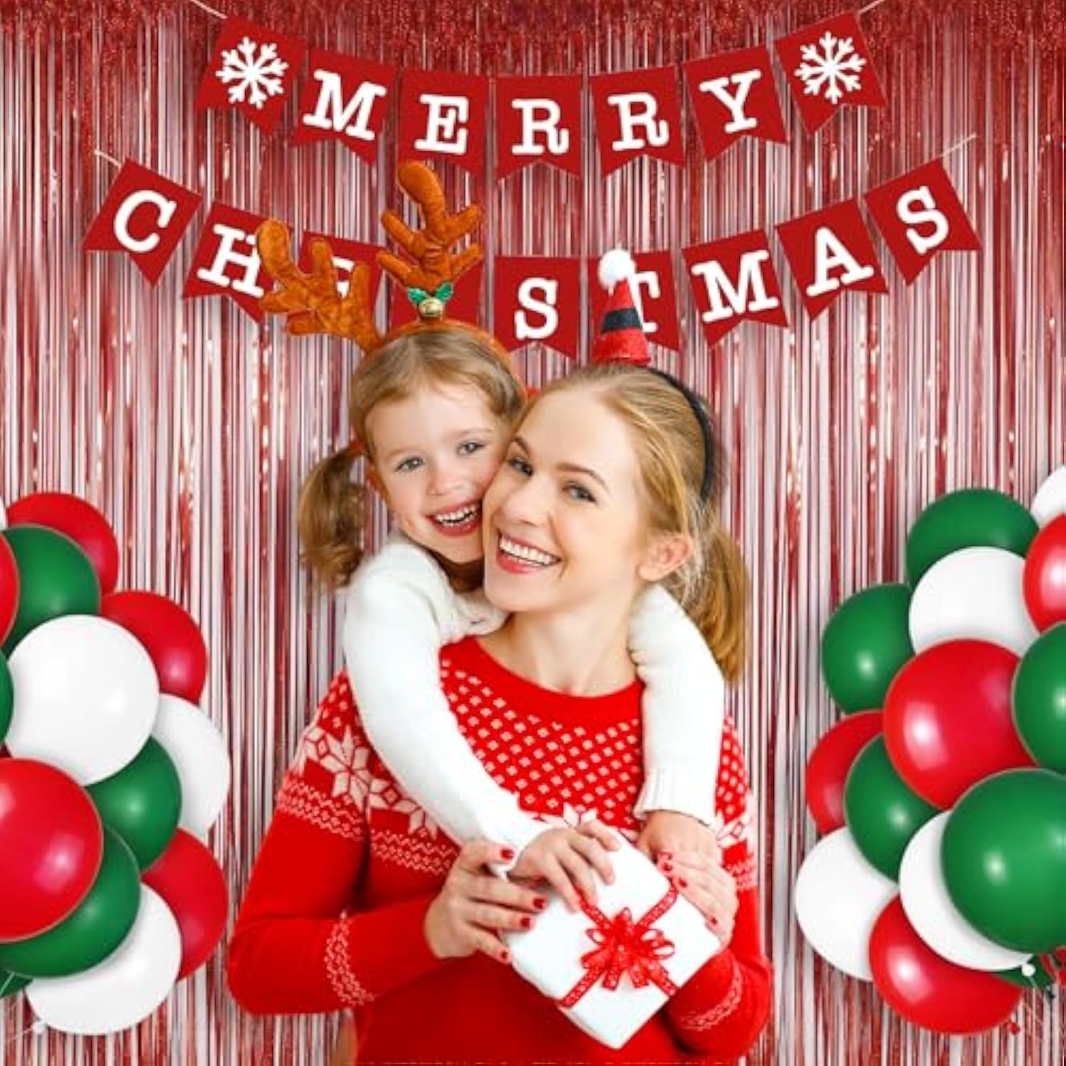 2-Pack Red Foil Fringe Curtains 3.2x8 ft for Party and Photo Booth Decor