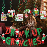 Drink Up Banner Red Green Glitter Christmas Banner Green Monster Party Decorations Christmas Party Supplies The Whollive Christmas Decor