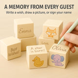 Blocks For Baby Shower – Games & Activity Kit – 48 Natural Wooden Blocks To Decorate, Storage Box, 12 Acrylic Markers & Instruction Sign – Baby Shower Blocks To Decorate