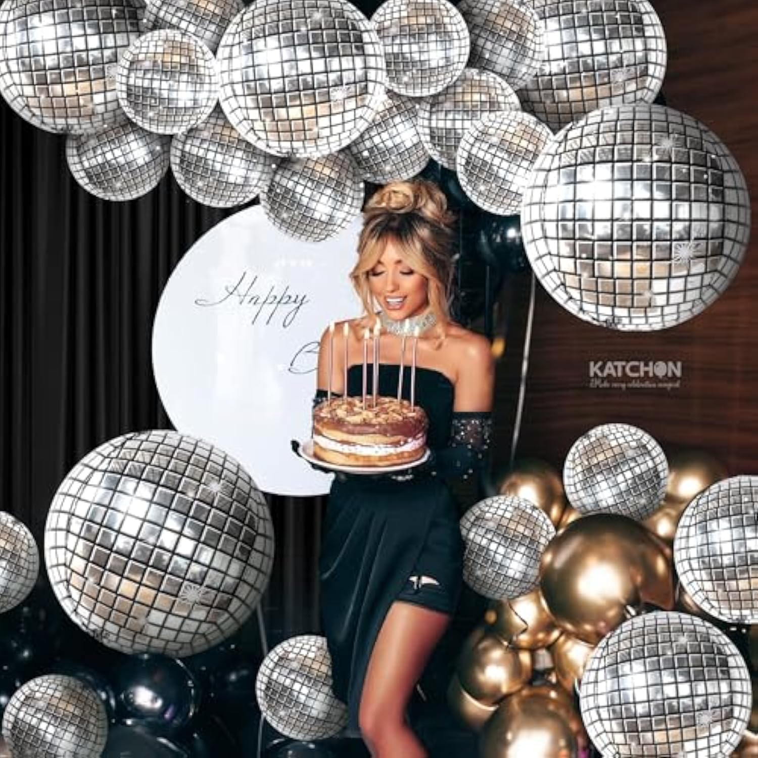 20pcs 32in Silver Disco Ball 4D Sphere Balloons Party Decorations