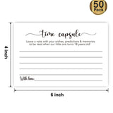 50 Time Capsule Cards For 1St Birthday Or Baby Shower Game Activity (4" X 6")