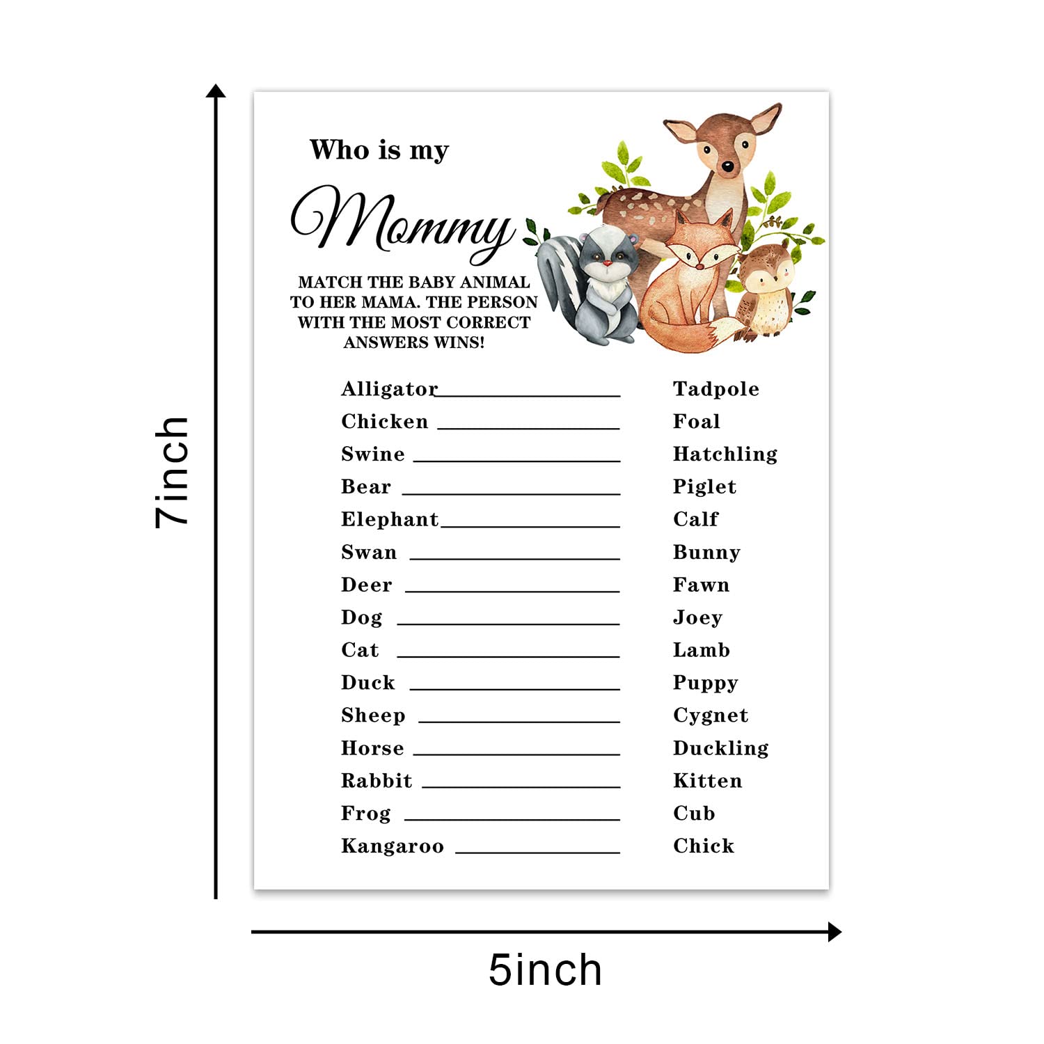 Baby Shower Game Cards, Safari Animals Who Is My Mommy Game Card For Baby Shower Party?Funny Icebreak Baby Shower Party Games Ideas Activity For Parent-To-Be, Fun And Easy, 30 Cards