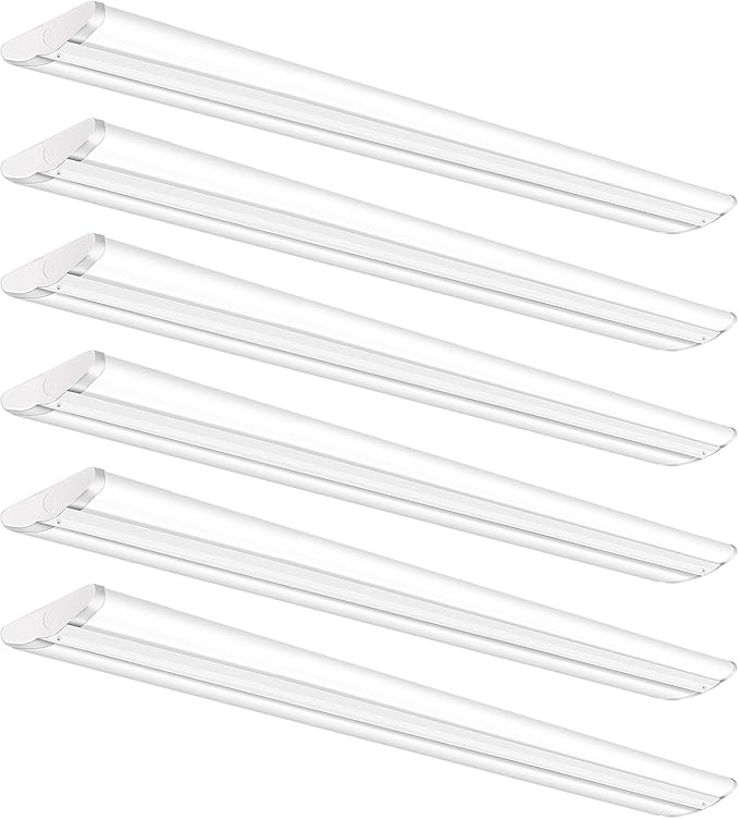 6 Pack Ultra Slim 4FT LED Wraparound Lights 50W 5600LM 5000K Flush Mount Shop Lights for Garage Kitchen