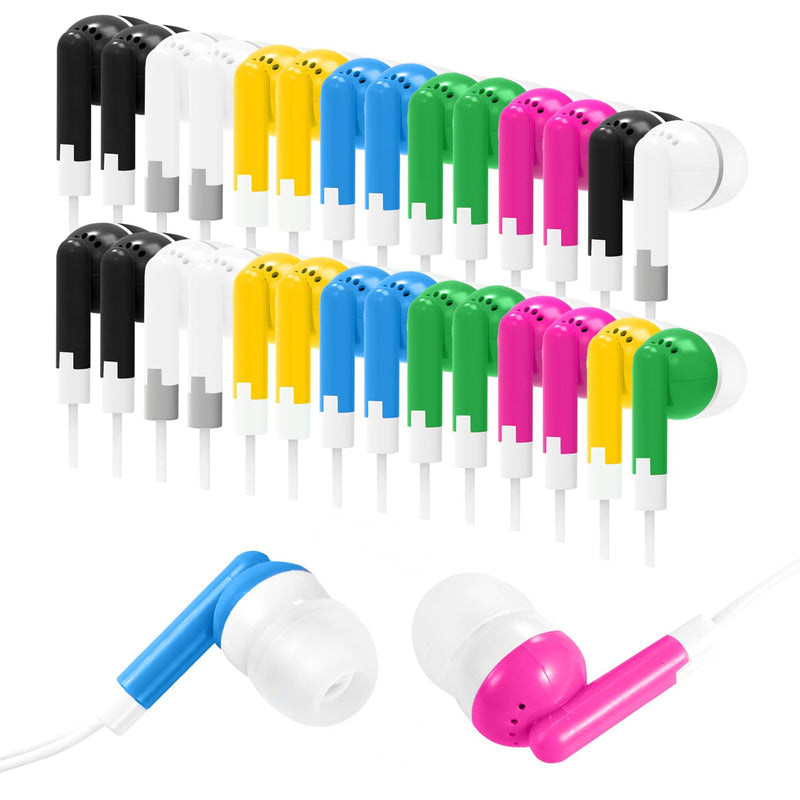 120 Pack Bulk Earbud Headphones Multi Colors Earphones Perfect For School Clas