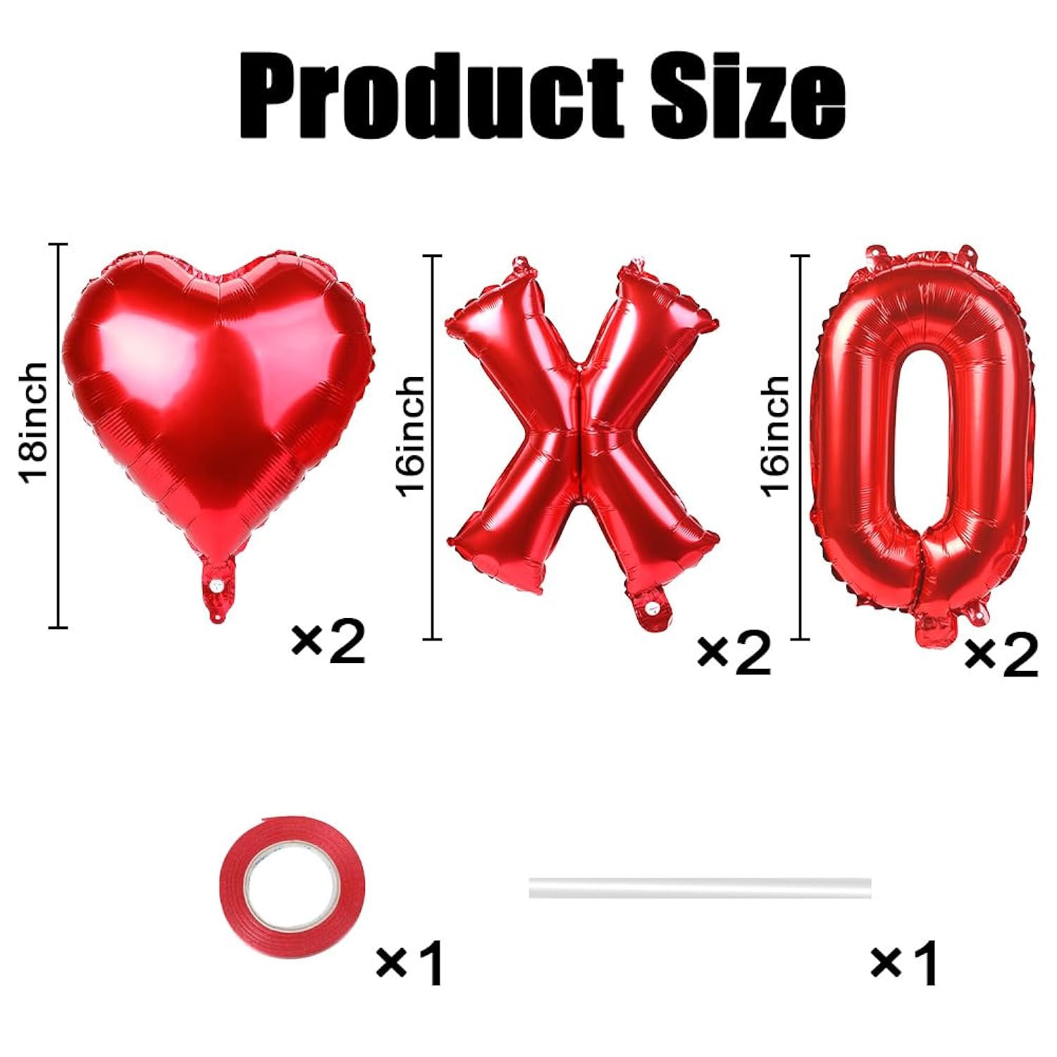 16 Inch Red Xoxo Letter Balloons Red Heart Foil Balloons Valentines Day Party Decorations Favors Supplies Valentine Galentines Wedding Ceremonies Bridal Shower Balloon Banner Wall Decor Photo Props