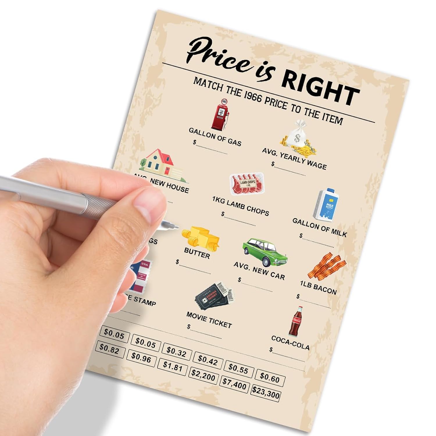 60Th Birthday Party Games, Price Is Right Games, Birthday Party Supplies For Adults, Fun 1966S Party Game?Pack Of 30 Cards