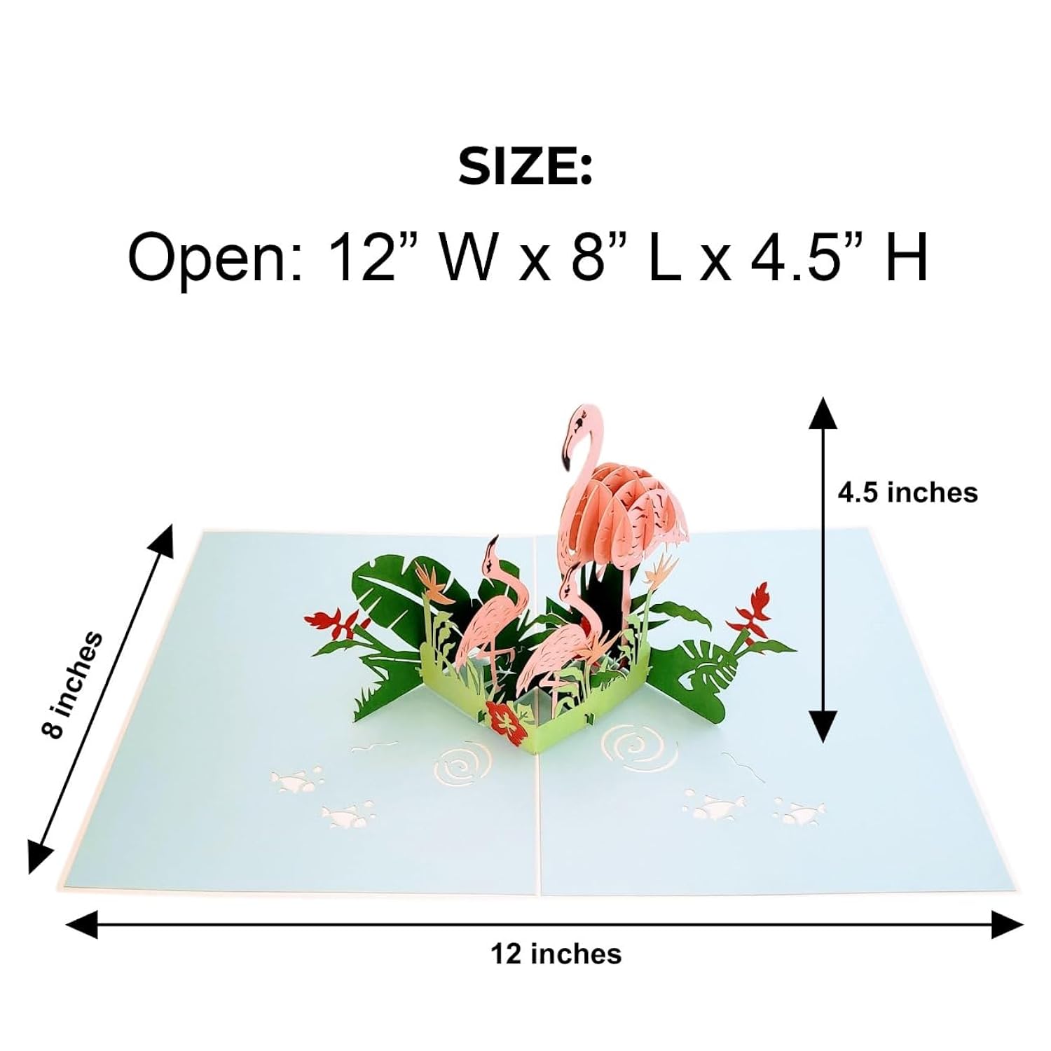 Flamingo Pop Up Greeting Card – 3D Tropical Flamingos, Elegant Nature Romantic Gift, Birthday, Anniversary, Friendship, Mother’S Day, Women, Travel Lovers, 6” X 8”