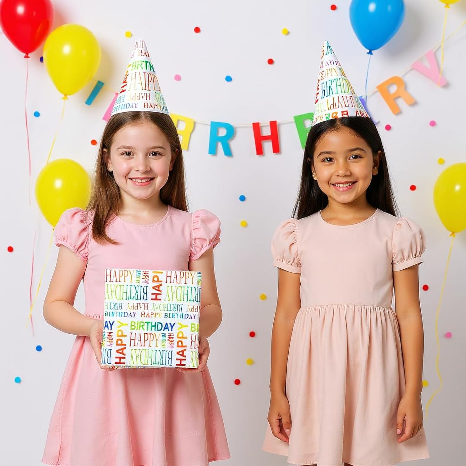 Happy Birthday Wrapping Paper Roll, 17 Inch X 32.8 Feet, Colorful Text Happy Birthday Design Gift Wrap For Birthday, Gift Packaging, Baby Shower, Holiday, Party