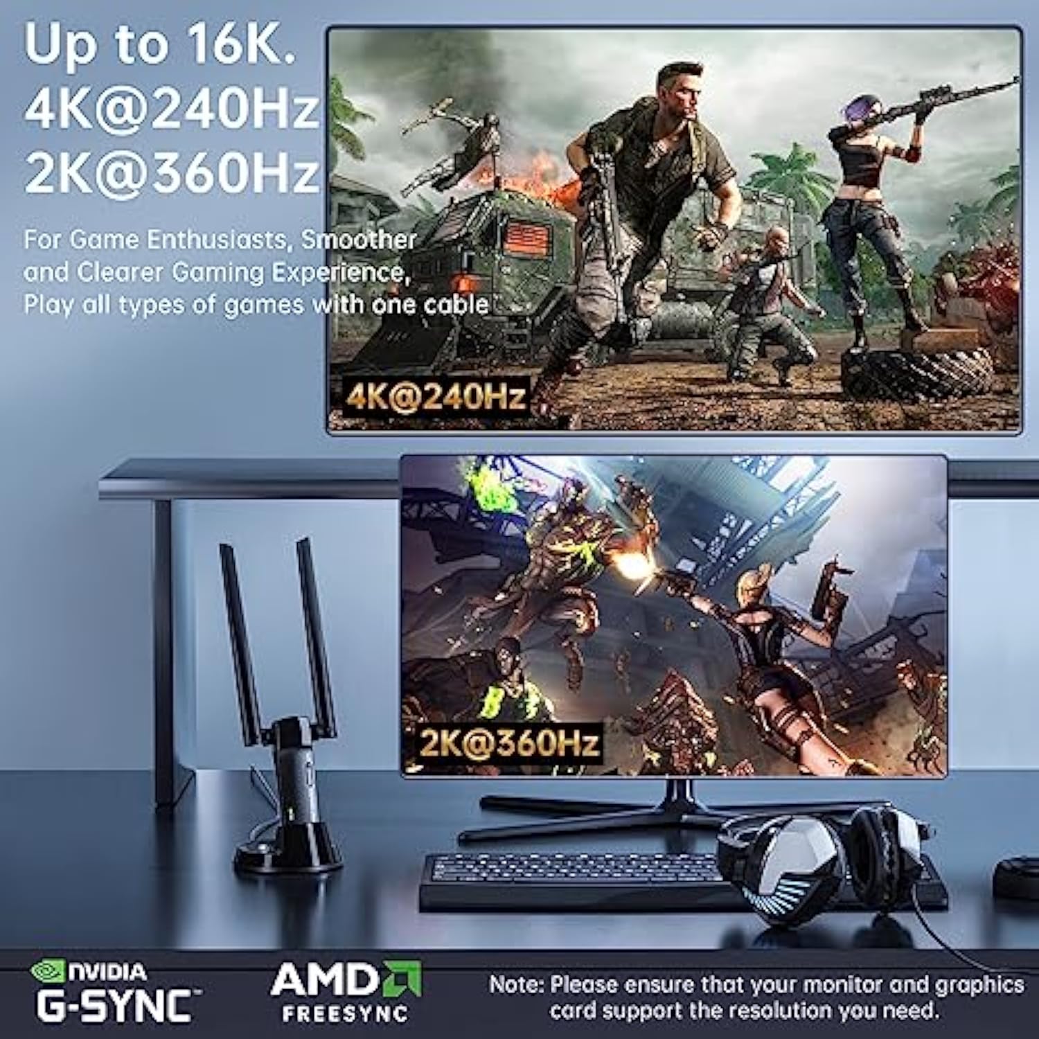 Vesa Certified Displayport 2.0 Cable 6Ft, Nylon Braided 16K Dp 2.0 Cable, Supp