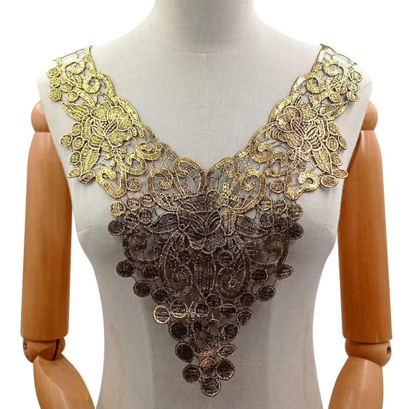 3D Flower Floral Guipure Collar Fake Neckline Lace Trim Embroidered Neck Appli