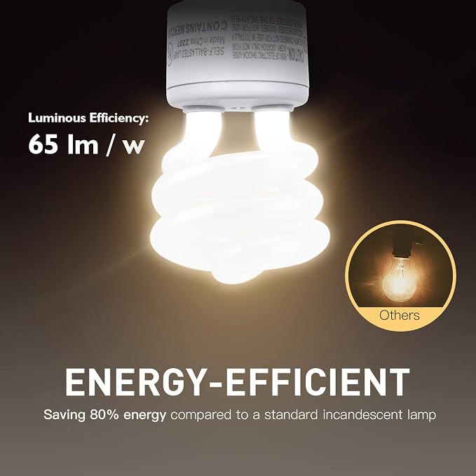 GU24 CFL Light Bulbs T3 13W 2700K Warm White 900 Lumens Spiral Compact Fluorescent 2 Pack