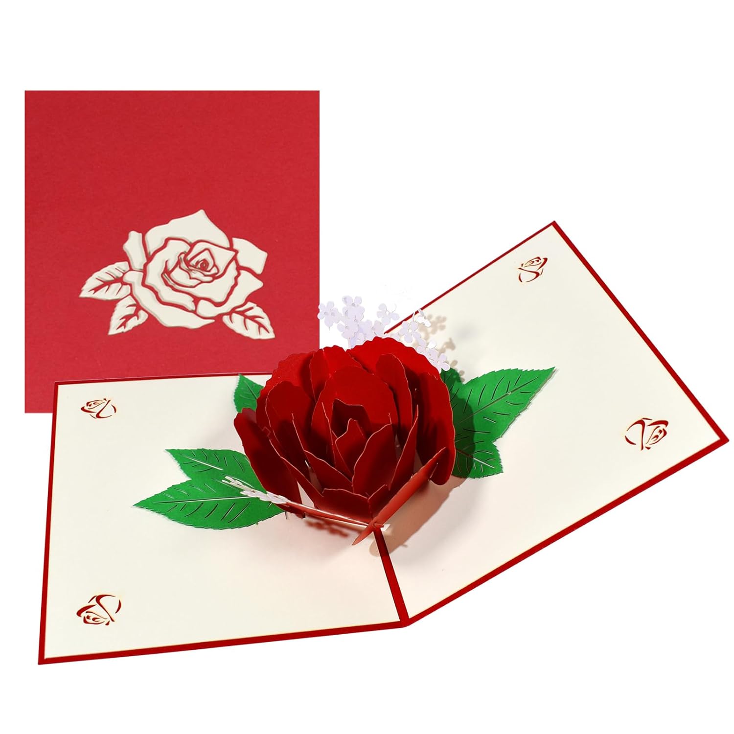 A Big Rose Pop Up, Paper Flower Bouquet Greeting Card With Blank Note Card & Envelope, Gift For Celebrate Love, Birthday, Anniversary, Valentine'S Day, Wedding, Engagement, Bridal Shower