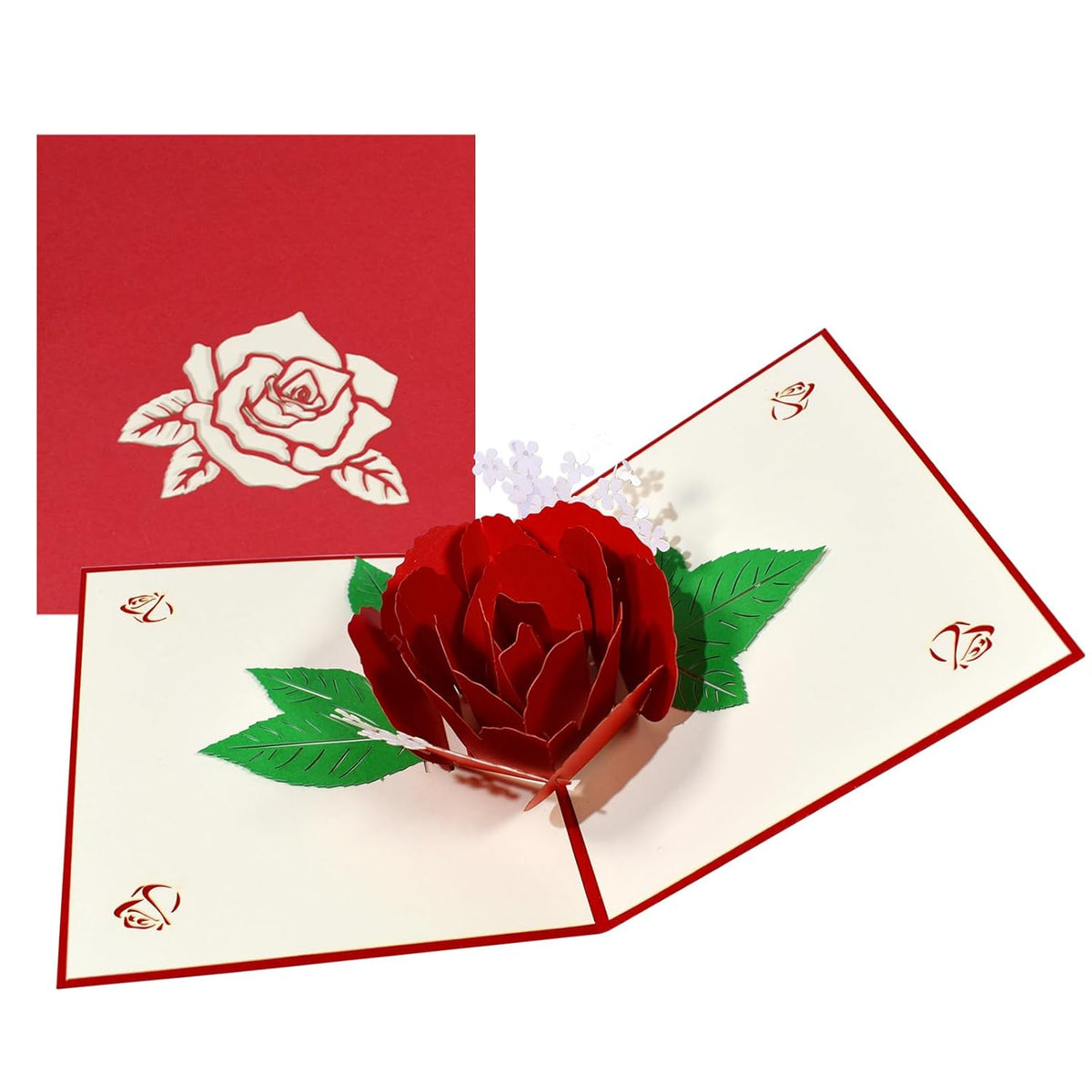 A Big Rose Pop Up, Paper Flower Bouquet Greeting Card With Blank Note Card & Envelope, Gift For Celebrate Love, Birthday, Anniversary, Valentine'S Day, Wedding, Engagement, Bridal Shower